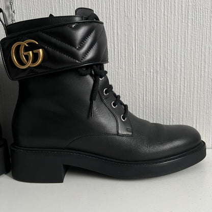 Gucci Marmont Double G Black Womens Ankle Boots