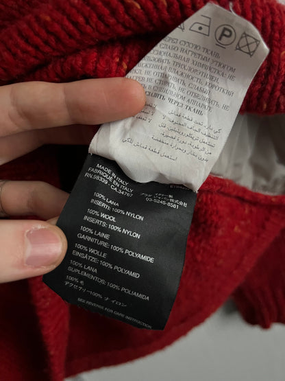 Prada Sport FW99 Nylon Panelled High Neck Heavy Knit Wool Sweater