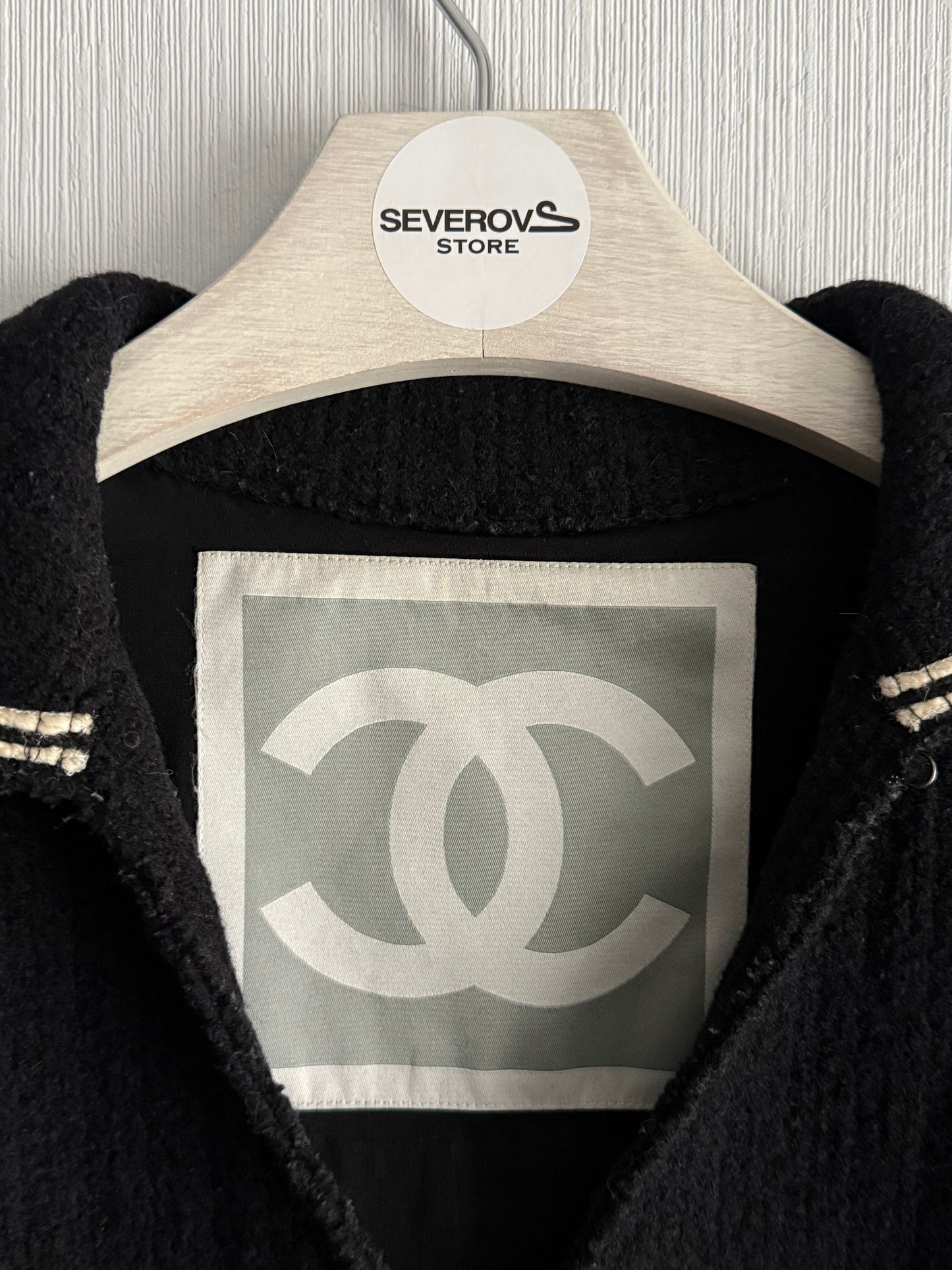 Chanel FW07 Black Wool Double Breasted Coat