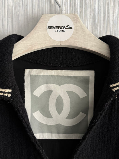 Chanel FW07 Black Wool Double Breasted Coat