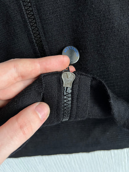 Moncler Logo Black Wool Zip Cardigan