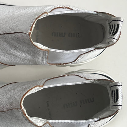 Miu Miu Crackle Leather White womens Boots