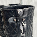 Chanel Quilted Leather & Knit Boots