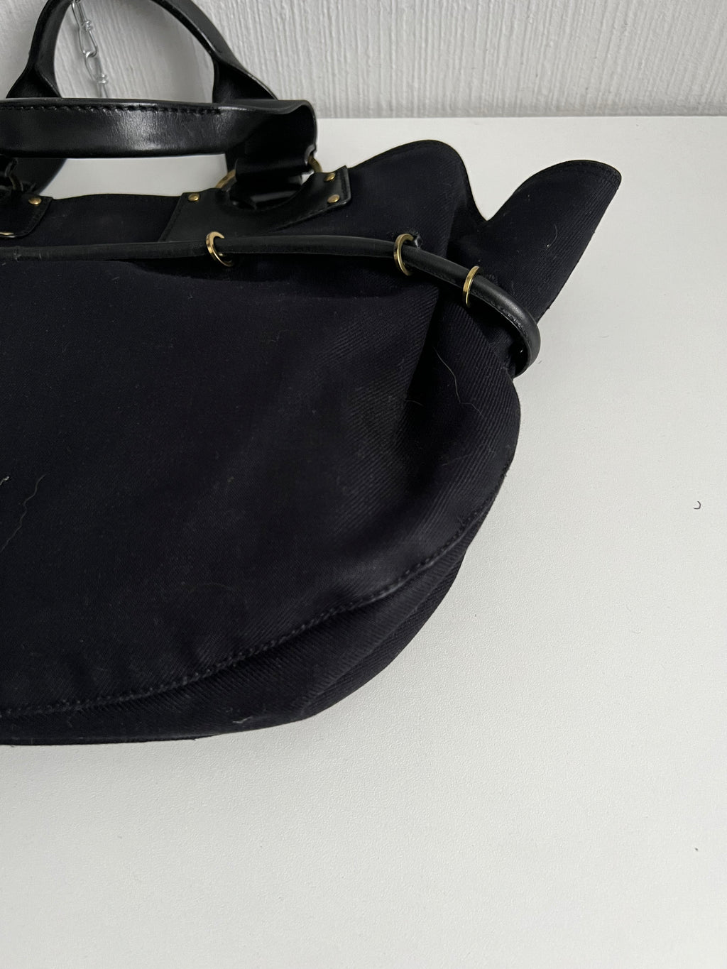 Gucci by Tom Ford Black Canvas Tote with Leather Trim
