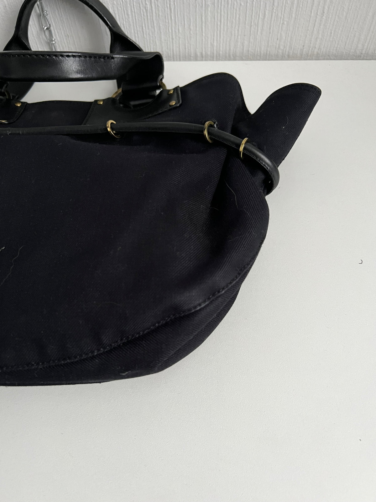 Gucci by Tom Ford Black Canvas Tote with Leather Trim