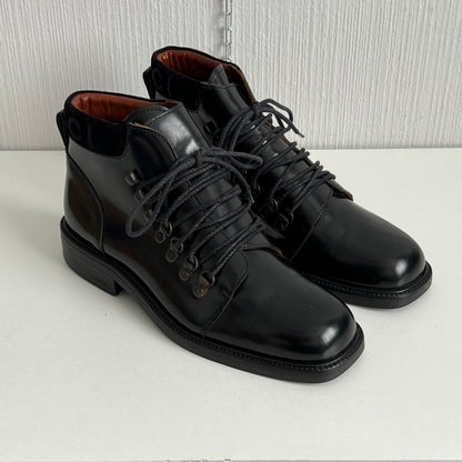 Gucci Black Leather Combat Lace Up Ankle Women's Boots