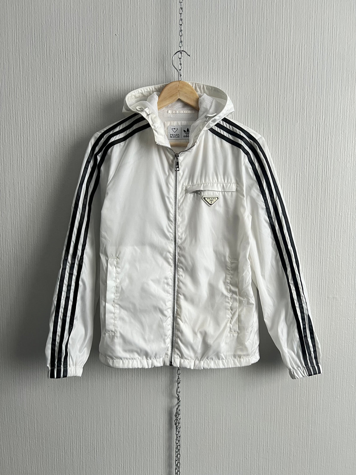 Adidas X Prada RE-Nylon Hooded Track Jacket White — product photo