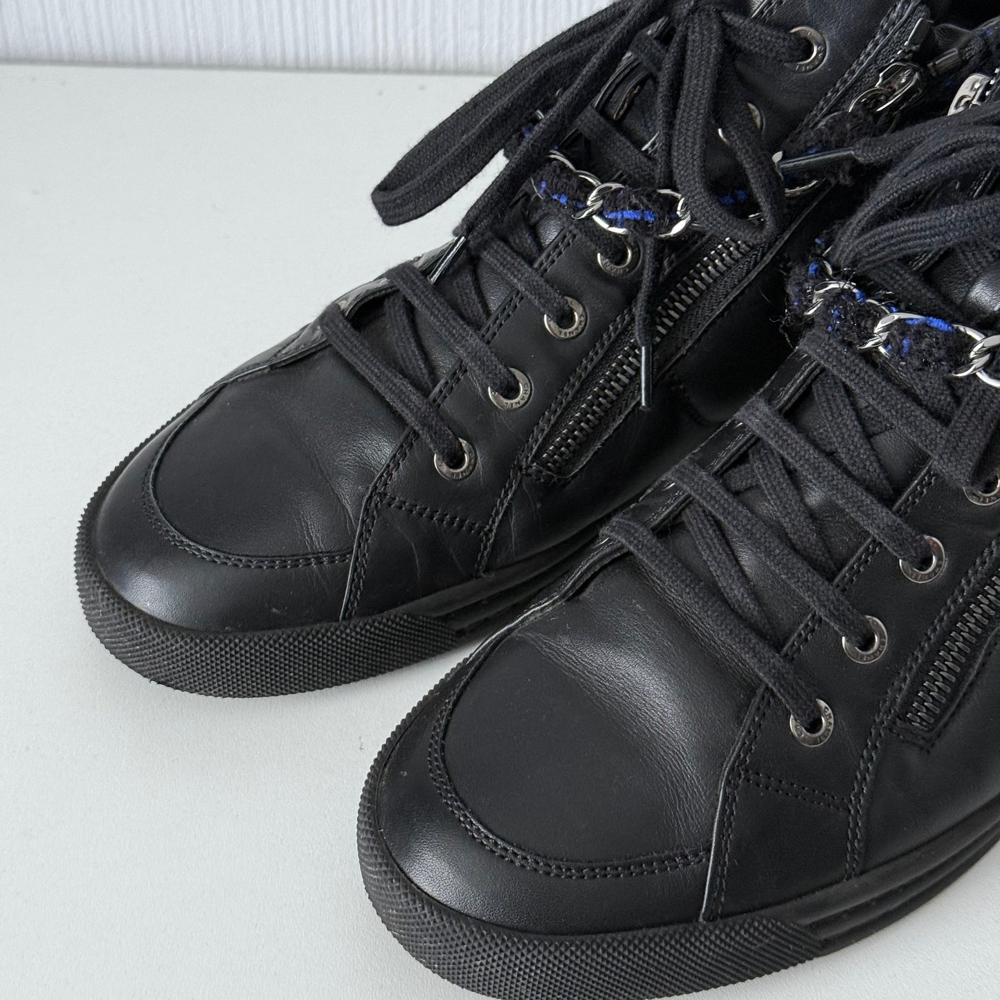 Chanel CC High Top Trainers Sneakers Zip Chain Shoes