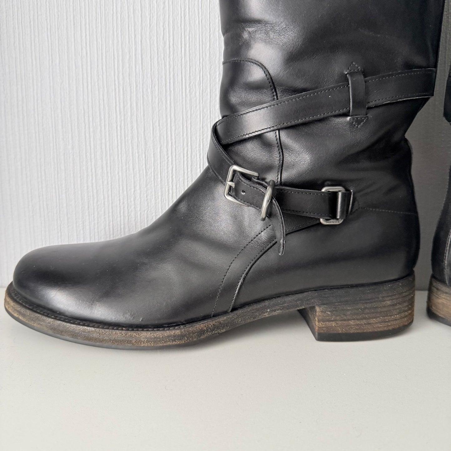 Prada Black Leather Mens Riding Boots