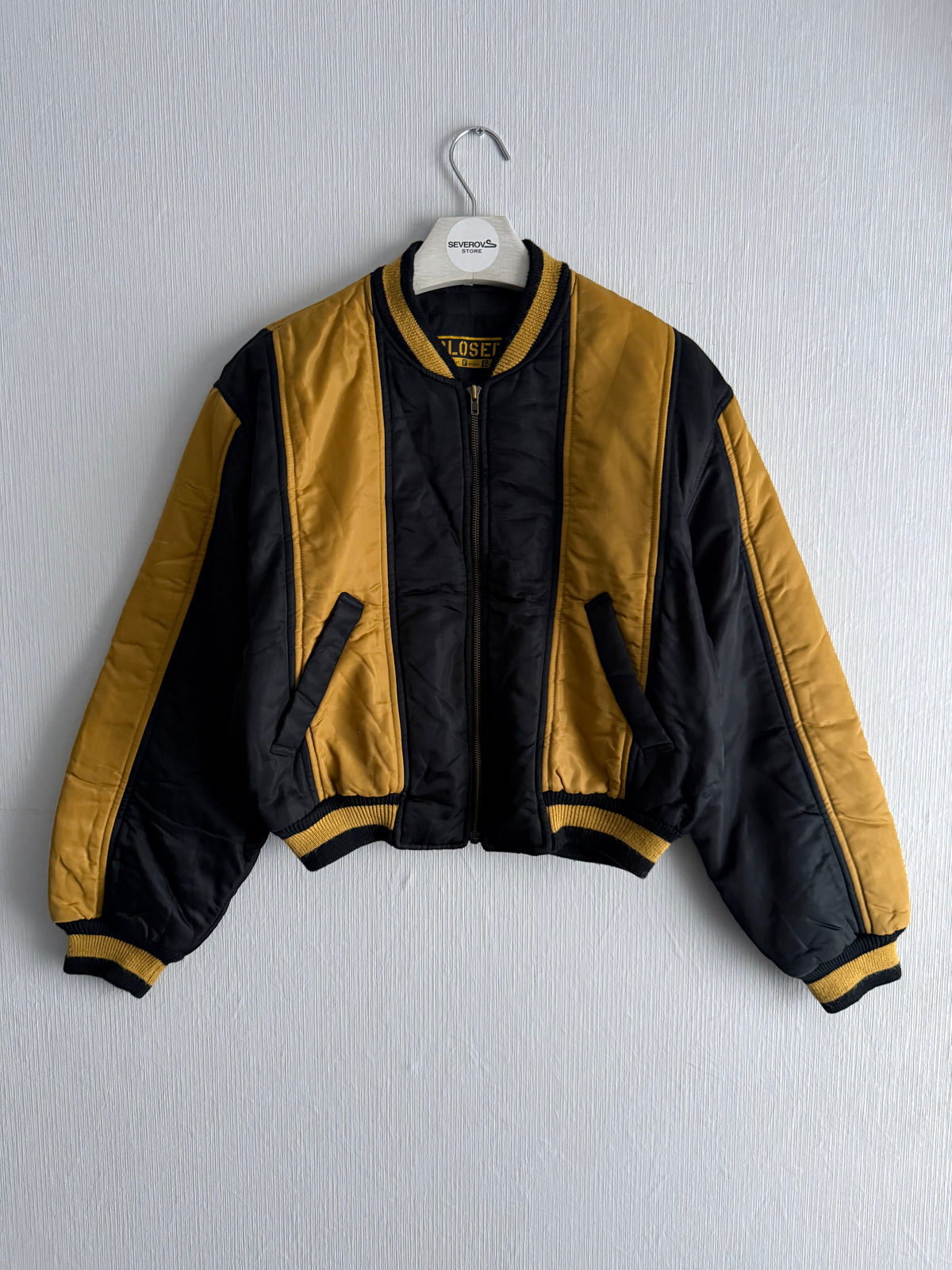 Marithé & François Girbaud 80s Cropped Black & Yellow Bomber Jacket