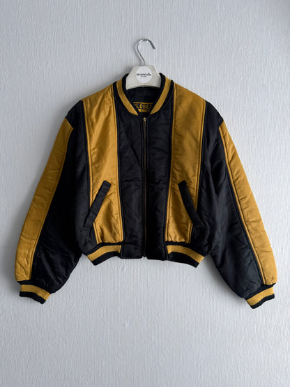 Marithé & François Girbaud 80s Cropped Black & Yellow Bomber Jacket
