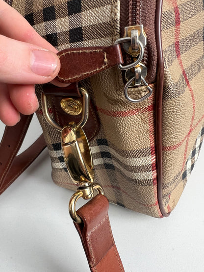 Burberry's Haymarket Check Leather-Trimmed Handle Bag