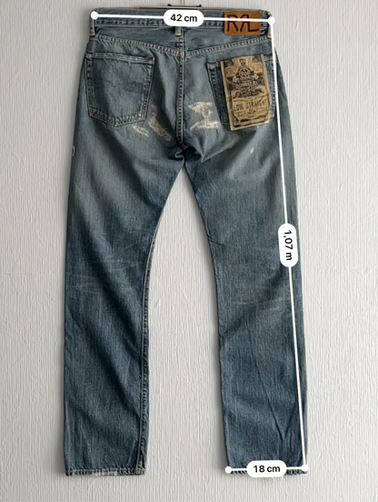 RRL Ralph Lauren Selvedge Distressed Repaired Japan Woven Denim Pants