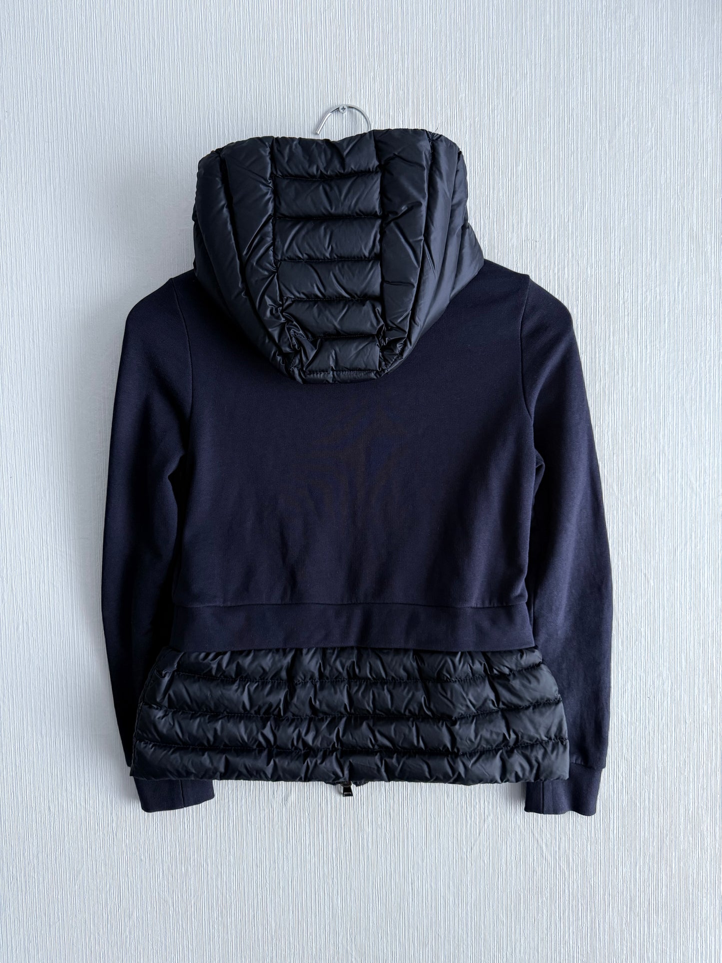 Moncler Maglia Down Cardigan in Navy Blue