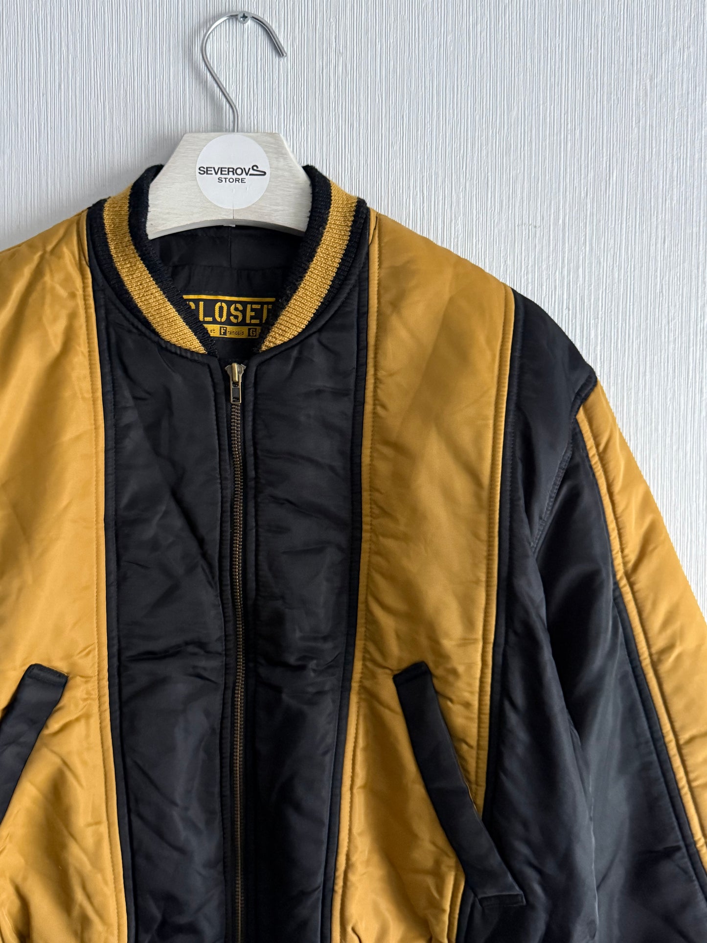 Marithé & François Girbaud 80s Cropped Black & Yellow Bomber Jacket