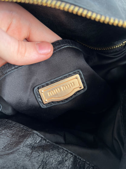 Miu Miu Bow Black Leather Bag