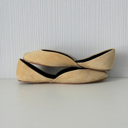 The Row Gemma Ballet Flats Women Shoes in Beige Suede