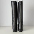 Chanel Black Calfskin Leather Knee-High Riding Boots