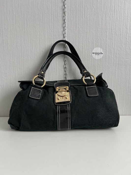 DKNY Vintage Black Monogram Bag with gold buckle