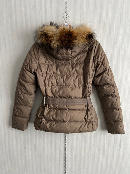 Moncler Angers Fur Dow Jacket with Belt