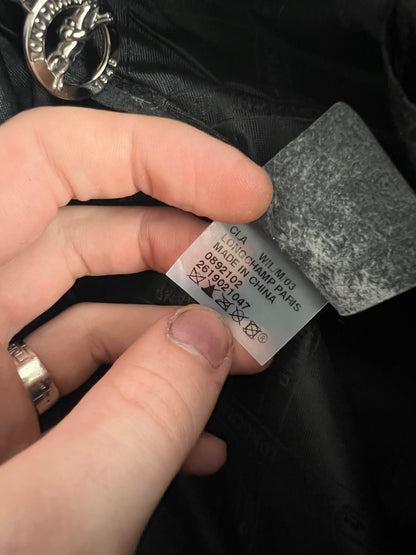 Longchamp Le Pliage Black Leather Tote Bag