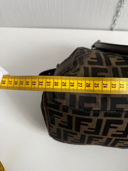 Vintage Fendi Etnico Zucca Canvas Leather Handbag