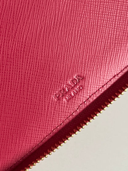 Prada Saffiano Leather Perforated Large Wallet