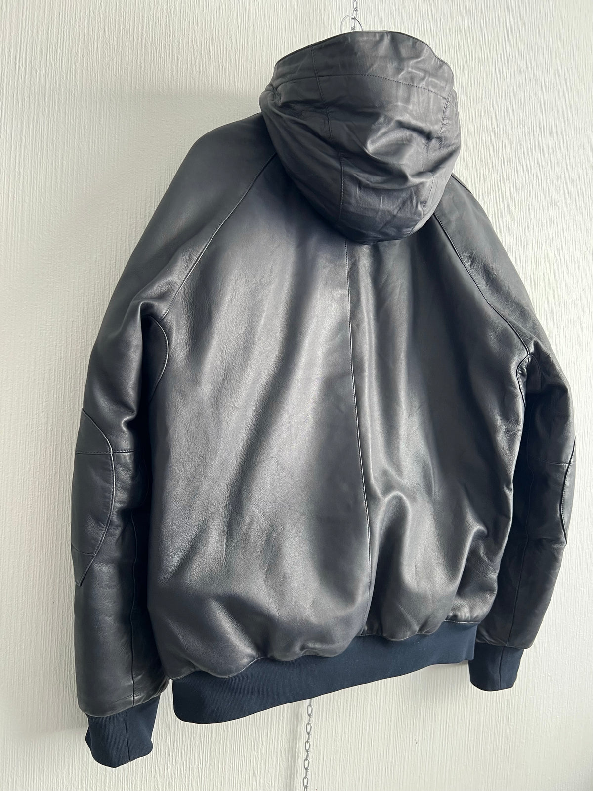 Stone Island AW10 Midnight Blue Leather Bomber Down Jacket
