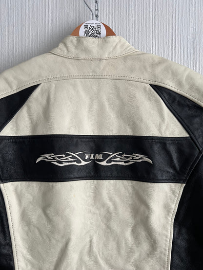 Rare Real Leather Racing Jacket Tribal Patterns