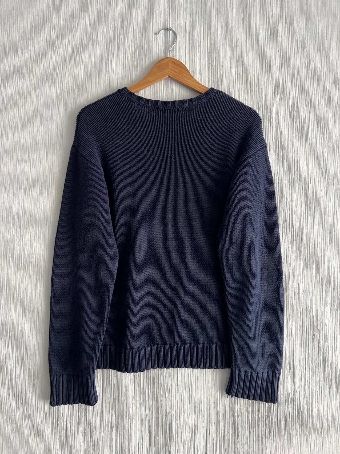 Polo Ralph Lauren American Flag Heavy Knit Navy Cotton Womens Sweater