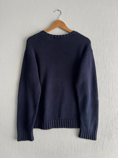 Polo Ralph Lauren American Flag Heavy Knit Navy Cotton Womens Sweater