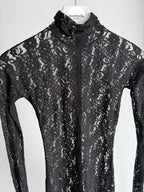 Dolce & Gabbana Black Floral Lace Long Sleeve Dress