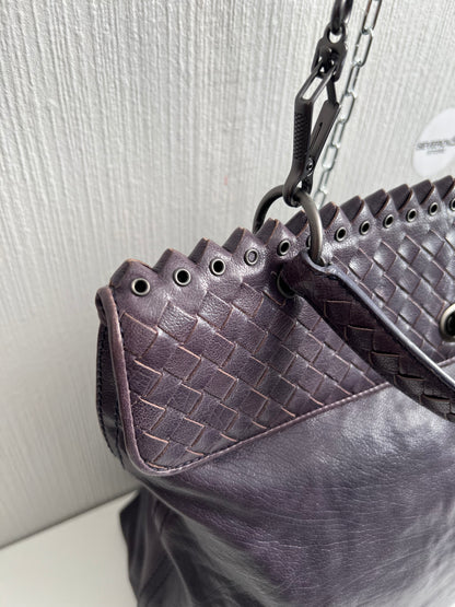 Bottega Veneta Purple Intrecciato Leather Tina Top Handle Bag