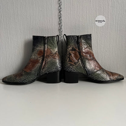 Yves Saint Laurent Wyatt Zip Boots in Genuine Python Leather