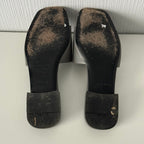 Prada Saffiano Leather Triangle Logo Sandals