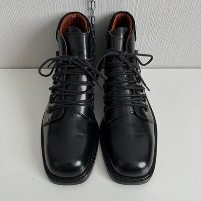 Gucci Black Leather Combat Lace Up Ankle Women's Boots