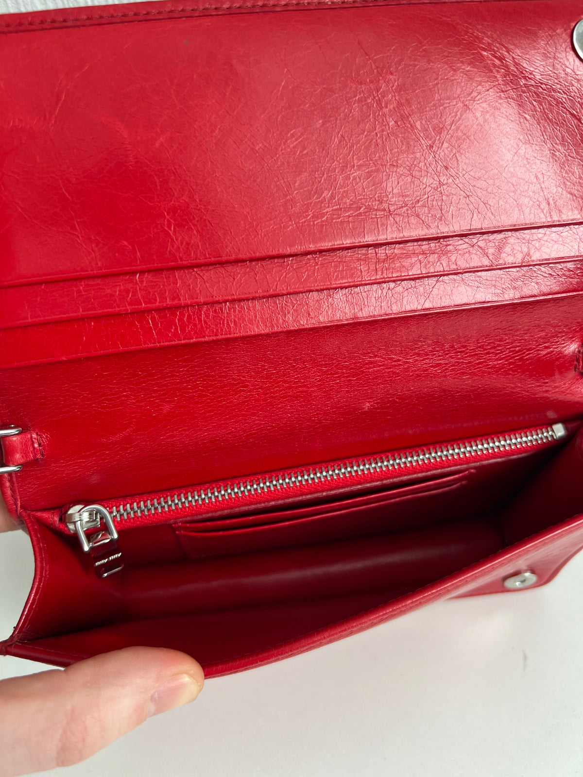 Miu Miu Clutch Crossbody Matelasse Quilted Red Leather Clutch Bag with Removable Crossbody Strap