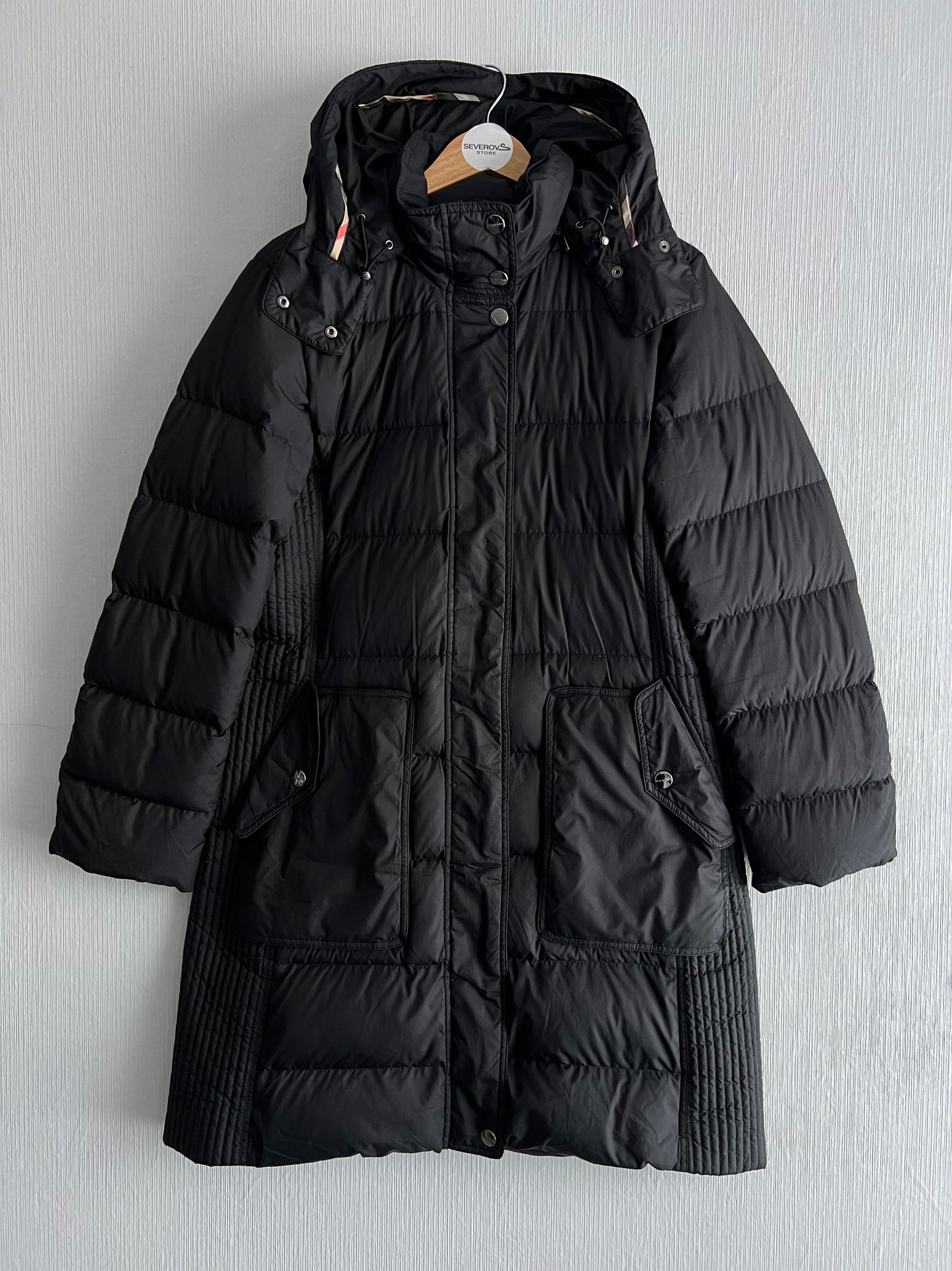 Burberry Down Puffer Long Coat Black Jacket