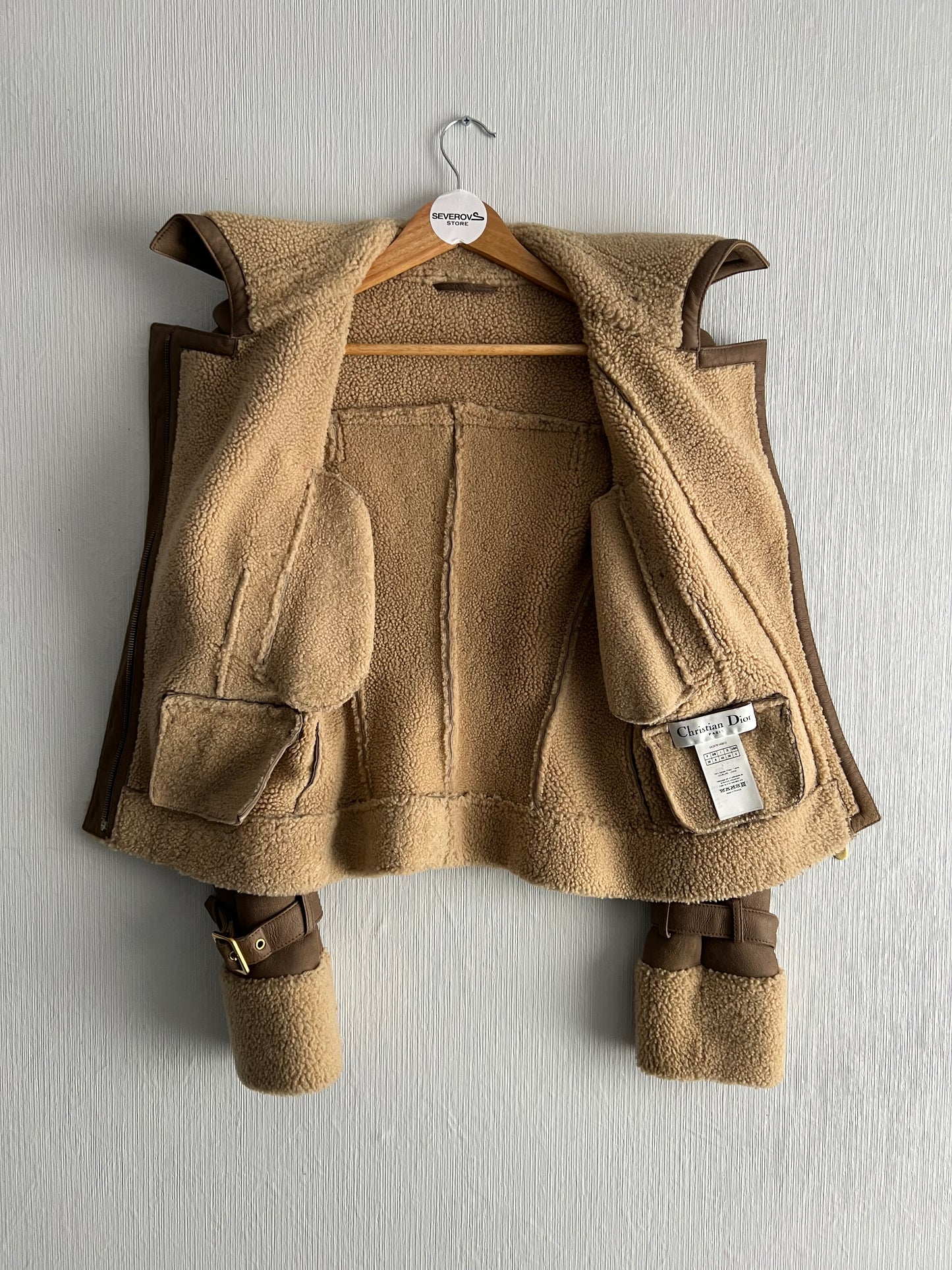 Christian Dior Lambskin Leather Shearling Biker Jacket