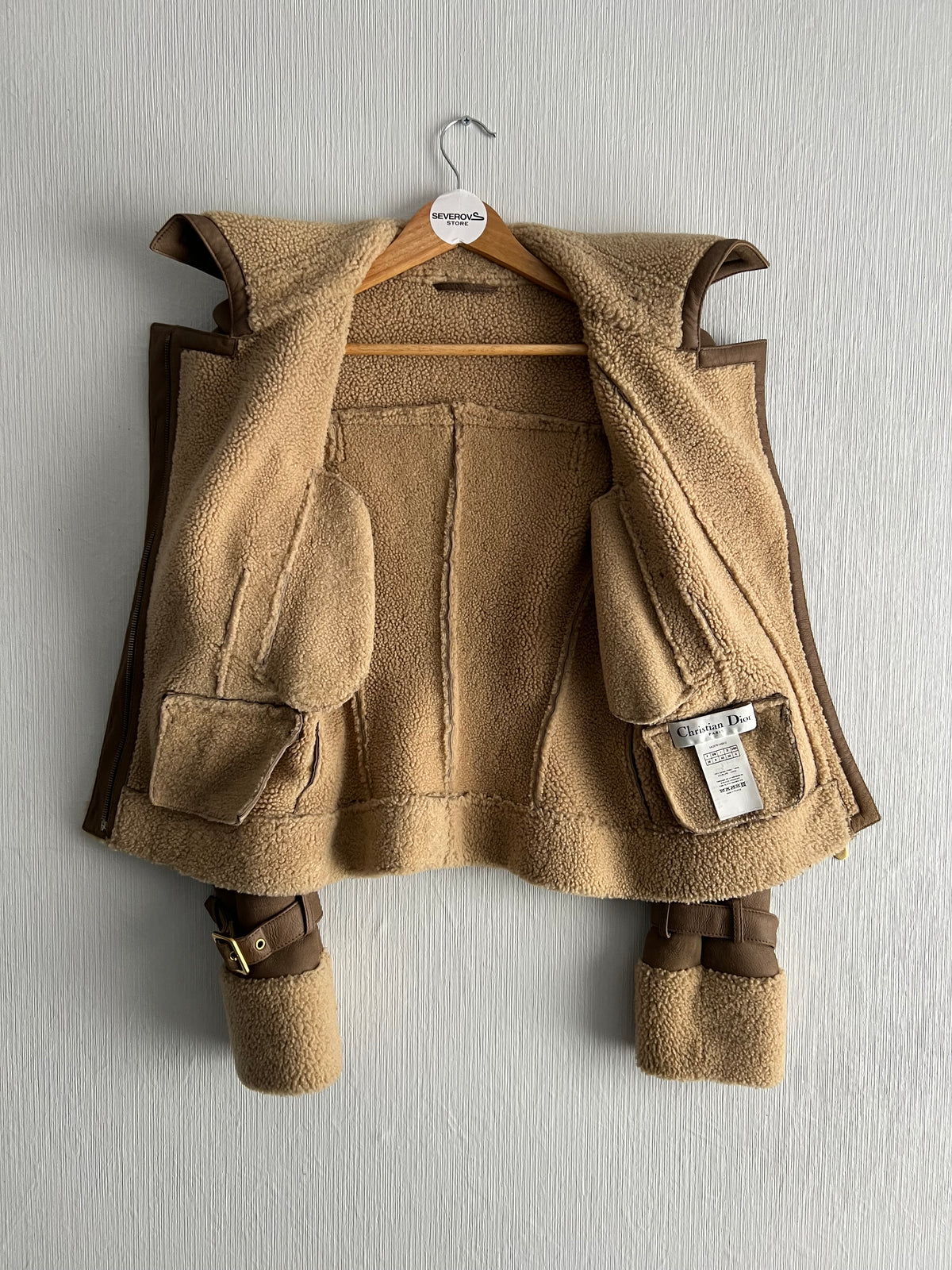 Christian Dior Lambskin Leather Shearling Biker Jacket
