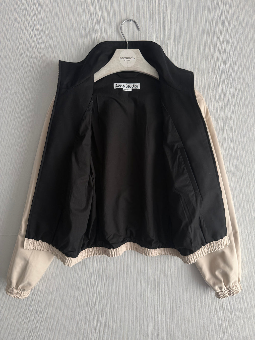 Acne Studios SS26 Satin Logo Jacket in Beige