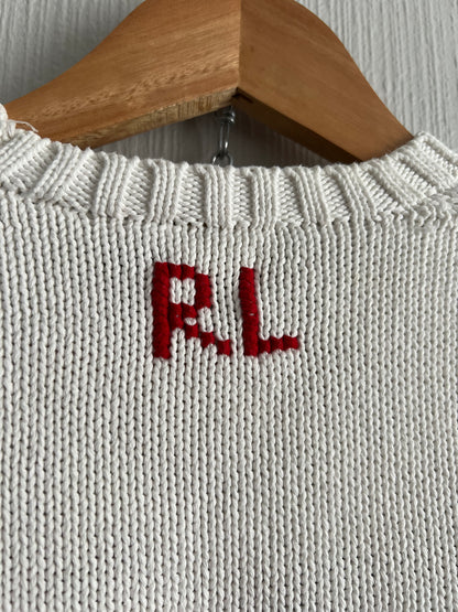 Polo Ralph Lauren American Flag Beach Women’s Sweater in White Ivory