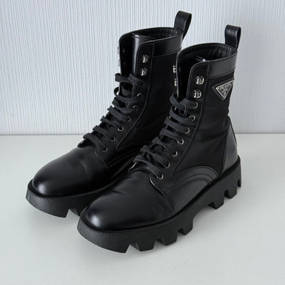 Prada Men's Black Leather Combat Boots
