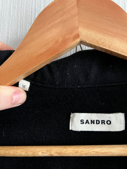 Sandro Black Wool-blend Twill Jacket