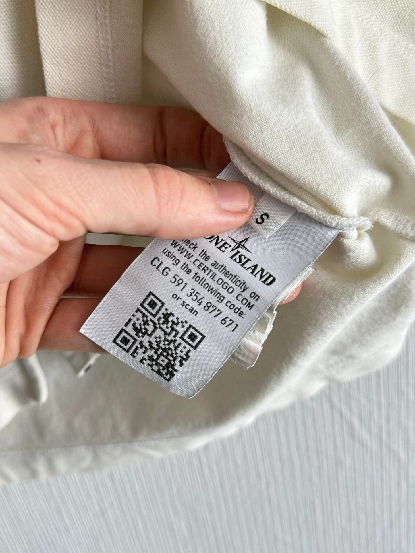 Stone Island Logo Cream Polo Shirt