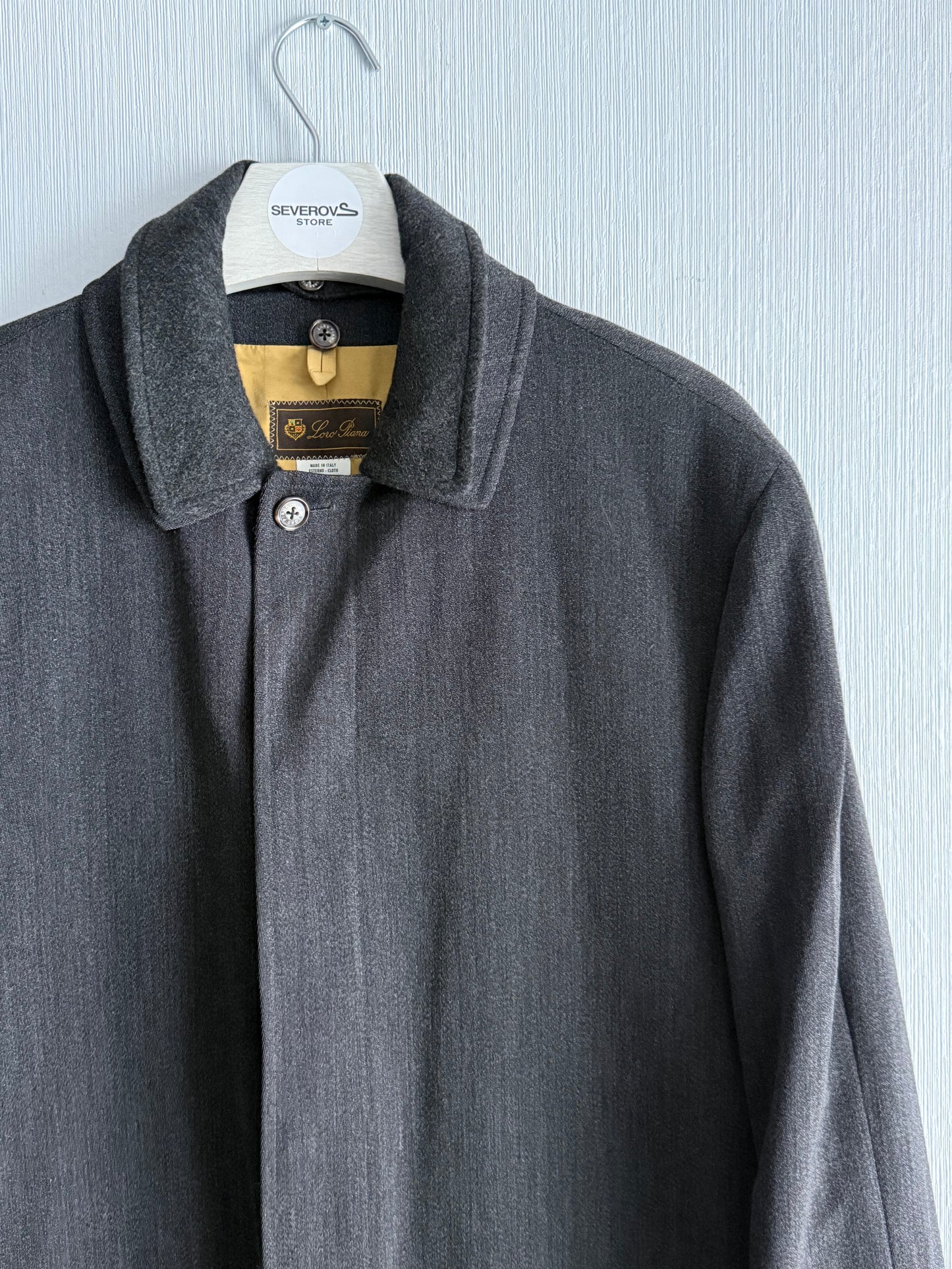 Loro Piana Grey Wool Mens Coat with Removable Inner Vest