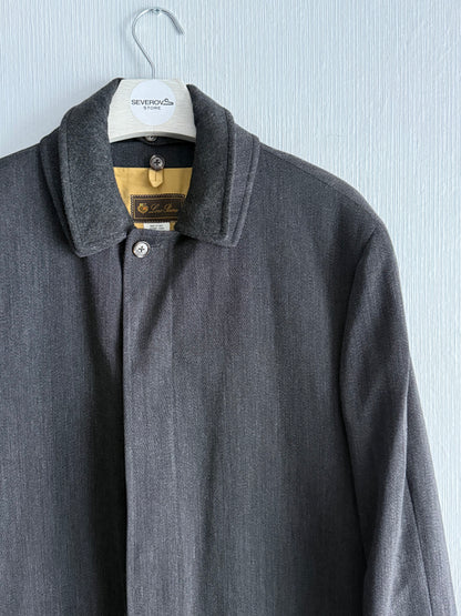 Loro Piana Grey Wool Mens Coat with Removable Inner Vest