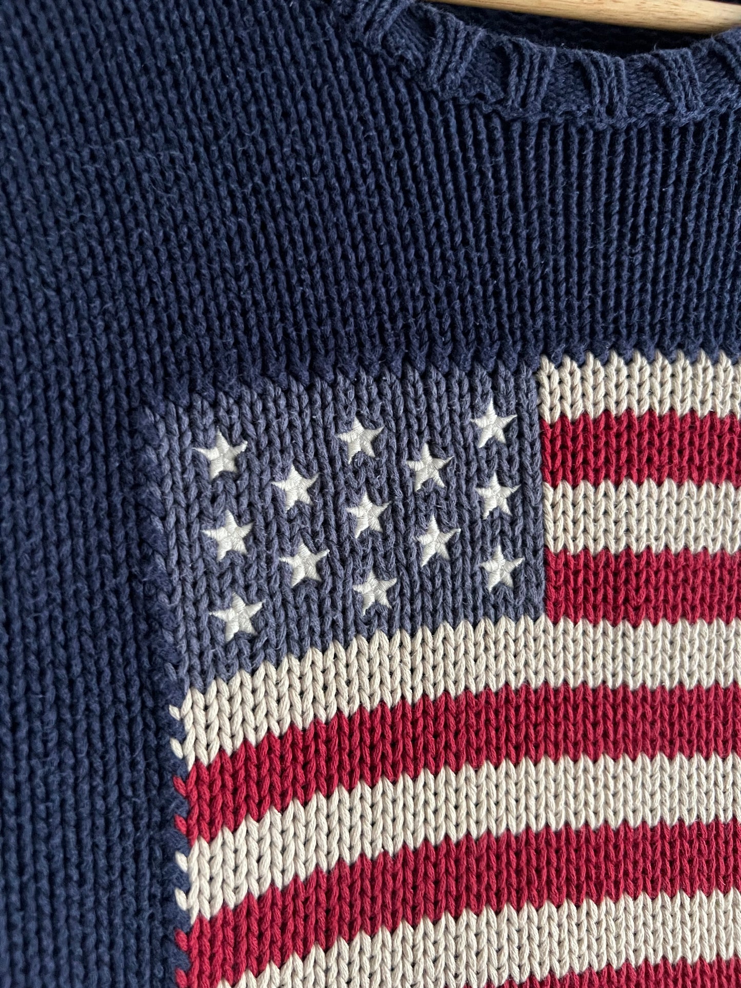 Polo Ralph Lauren American Flag Heavy Knit Navy Cotton Womens Sweater