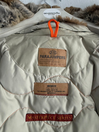 Parajumpers Beige Fur Hooded Kodiak Long Parka Coat