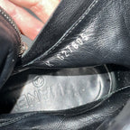 Chanel Biker Black Leather Boots with Silver Buckles